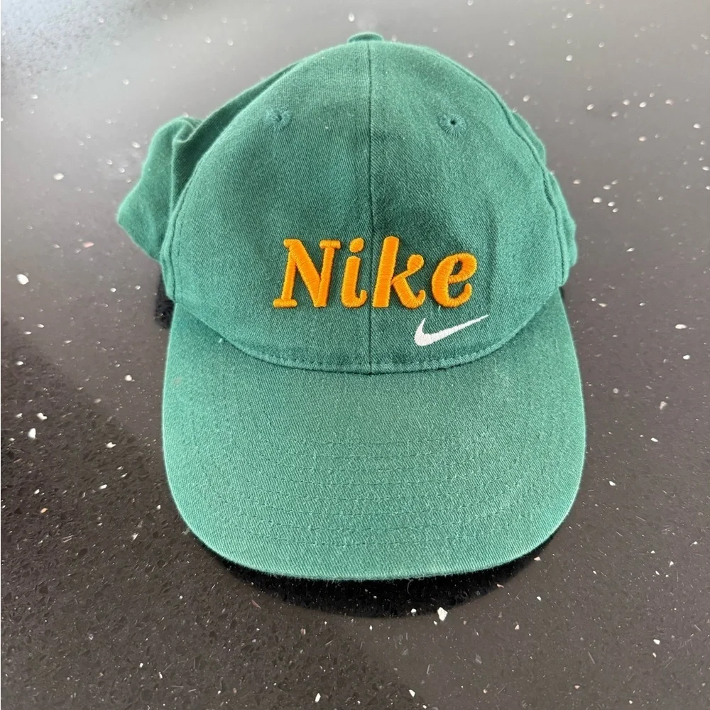 Nike Kids Hat in Forest Green with Bright Orange Logo